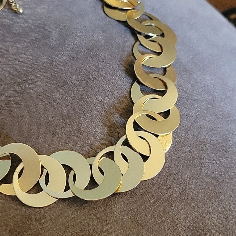 Vtg 1990s Goldtone Chunky Link Chain Unisex Holiday Necklace - Picture 4 of 7